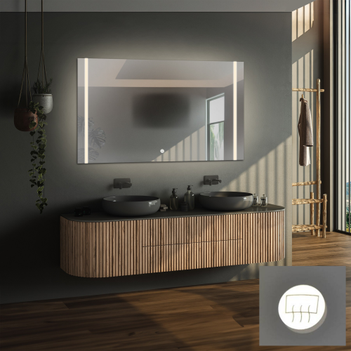 Oglindă de baie dreptunghiulară cu covor antiparazit - FLAWIA LED PREMIUM