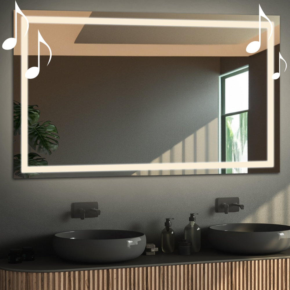Oglindă de baie dreptunghiulară cu difuzor bluetooth - EMI LED PREMIUM