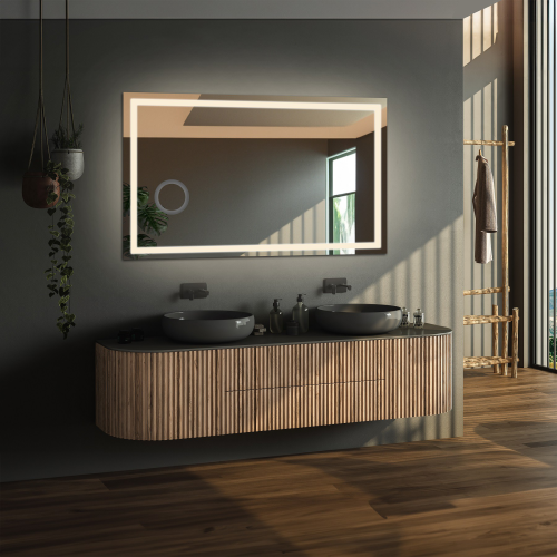 Oglindă de baie dreptunghiulară cu oglindă cu zoom - EMI LED PREMIUM
