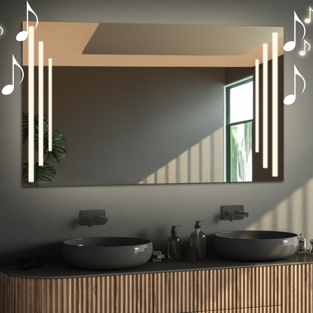 Oglindă de baie dreptunghiulară cu difuzor bluetooth - ALIS LED PREMIUM