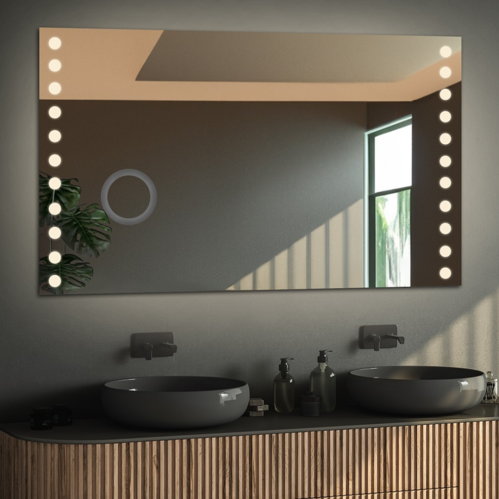Oglindă de baie dreptunghiulară cu oglindă cu zoom - OLIWIA LED PREMIUM Oglindă de baie dreptunghiulară cu oglindă cu zoom - OLIWIA LED PREMIUM