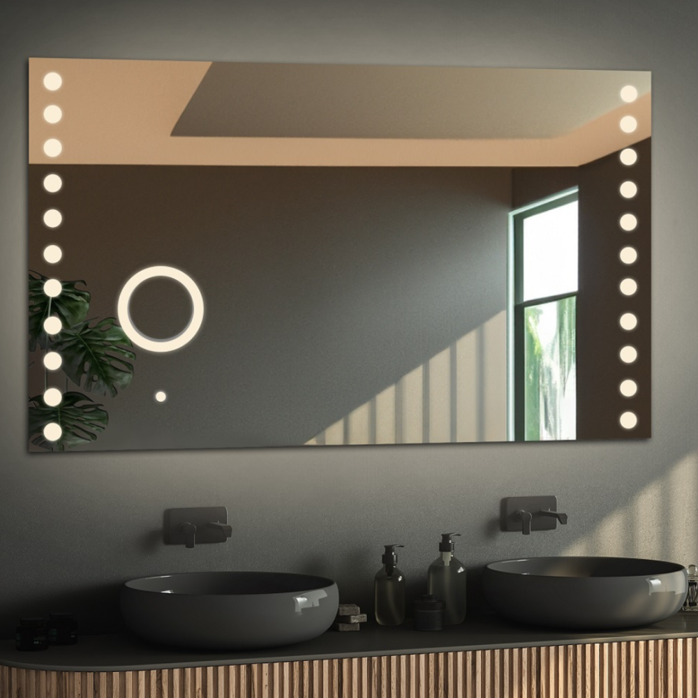 Oglindă de baie dreptunghiulară cu oglindă cu led cu zoom - OLIWIA LED PREMIUM