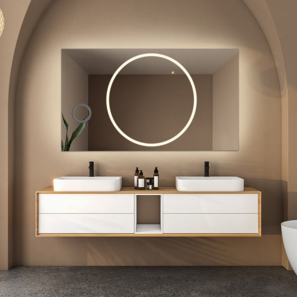 Oglindă de baie dreptunghiulară cu oglindă cu zoom - HUGO LED PREMIUM