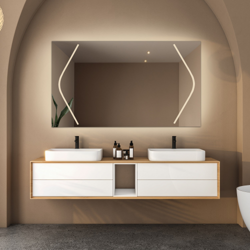 Oglindă de baie dreptunghiulară cu covor antiparazit - SOFIA LED PREMIUM