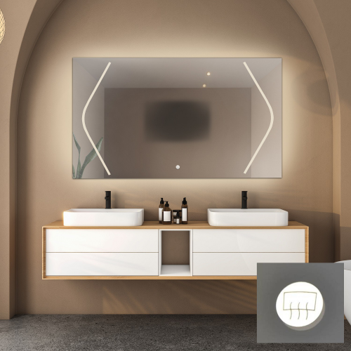 Oglindă de baie dreptunghiulară cu covor antiparazit - SOFIA LED PREMIUM