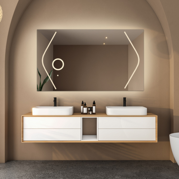 Oglindă de baie dreptunghiulară cu oglindă cu leduri cu zoom - SOFIA LED PREMIUM