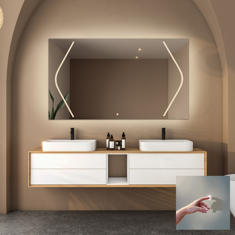 Oglindă de baie dreptunghiulară cu întrerupător - SOFIA LED PREMIUM Oglindă de baie dreptunghiulară cu întrerupător - SOFIA LED PREMIUM