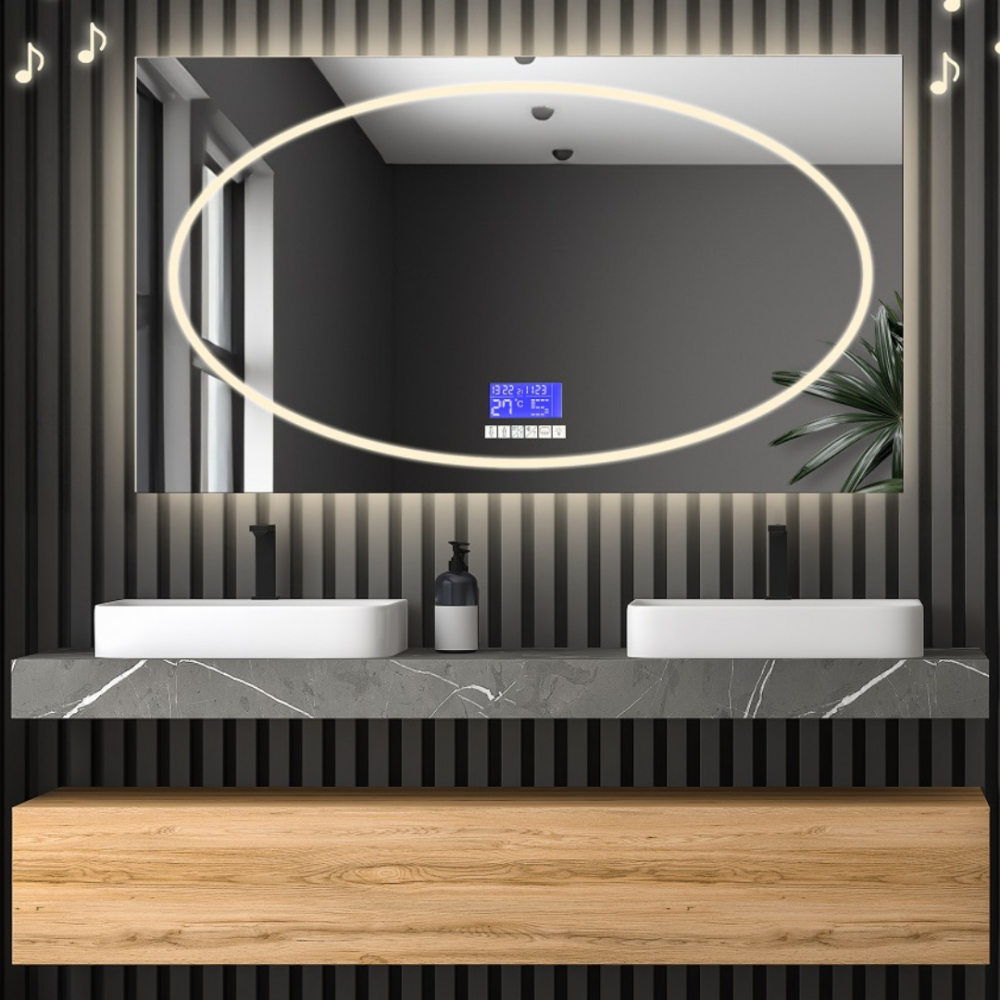 Oglindă de baie dreptunghiulară cu panou tactil - MELISA LED PREMIUM