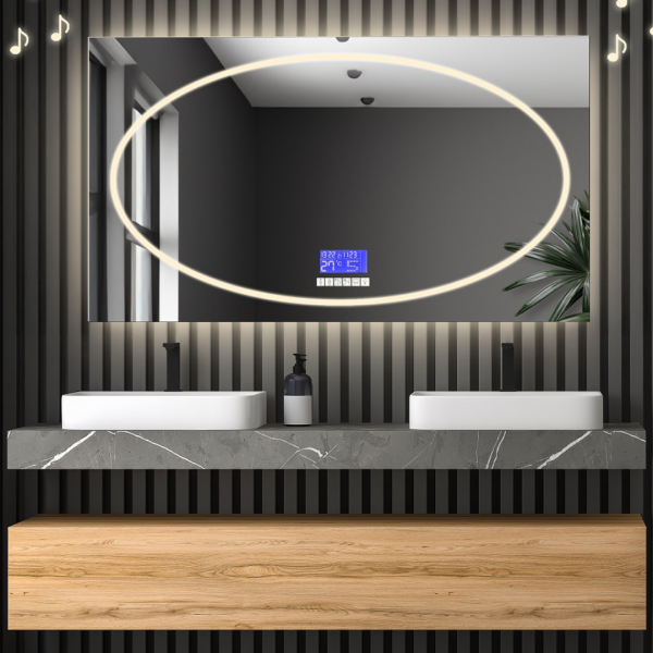 Oglindă de baie dreptunghiulară cu panou tactil - MELISA LED PREMIUM