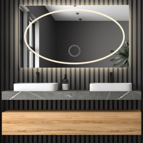 Oglindă de baie dreptunghiulară cu oglindă cu zoom - MELISA LED PREMIUM
