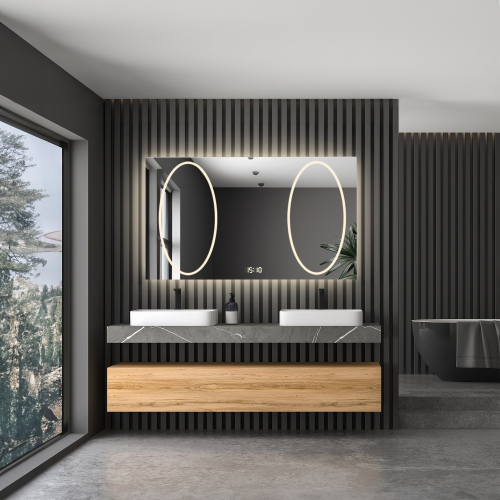 Oglindă de baie dreptunghiulară cu ceas digital - MELISA II LED PREMIUM