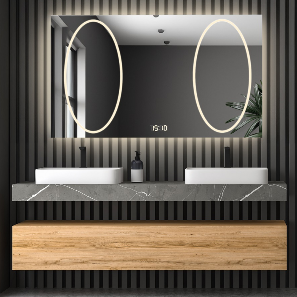 Oglindă de baie dreptunghiulară cu ceas digital - MELISA II LED PREMIUM