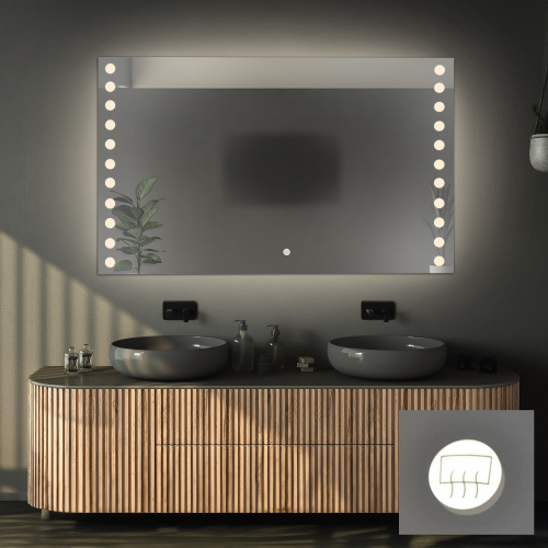 Oglindă de baie dreptunghiulară cu covor antiparazit - OLIWIA LED PREMIUM
