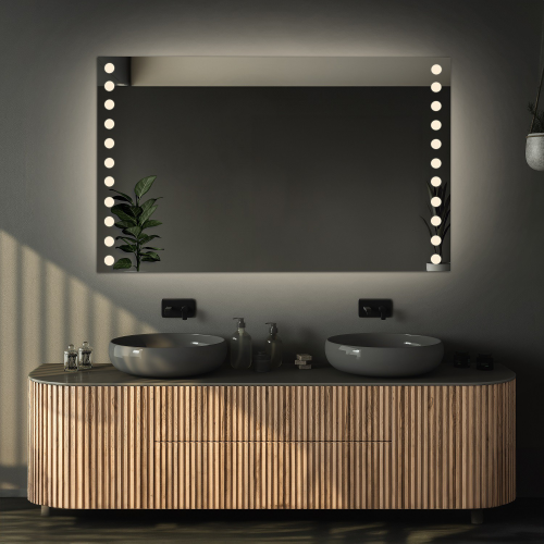 Oglindă de baie dreptunghiulară cu covor antiparazit - OLIWIA LED PREMIUM