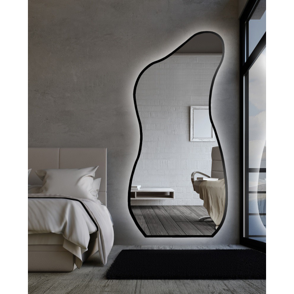 Oglindă cu formă organică în ramă cu iluminare - ANGELIT ÎN CADRU LED