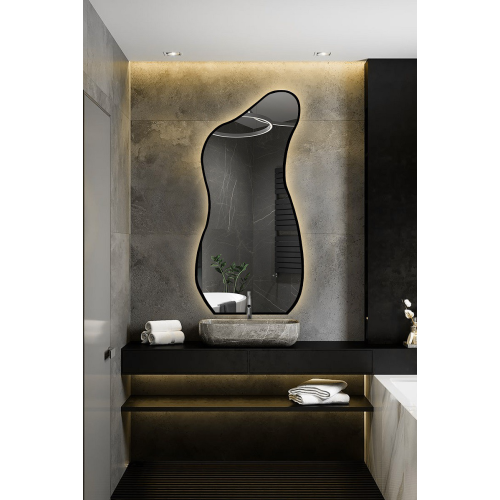 Oglindă cu formă organică în ramă cu iluminare - ANGELIT ÎN CADRU LED