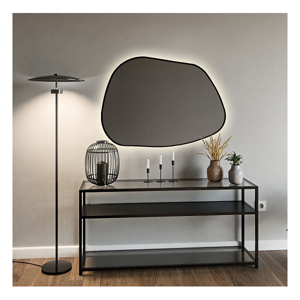 Oglindă de formă organică cu iluminare - BAZALT ÎN CADRU LED