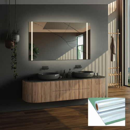 Oglindă dreptunghiulară pentru baie cu folie de siguranță - FLAWIA LED PREMIUM