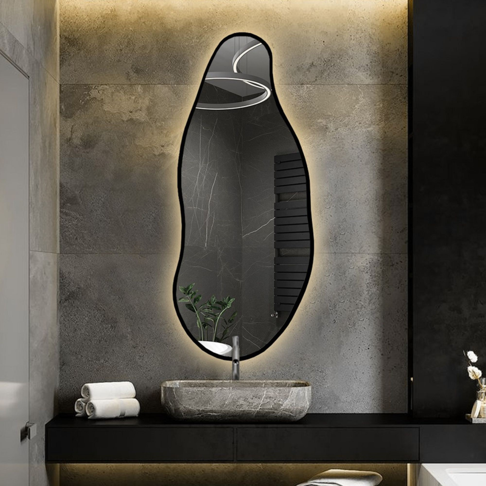 Oglindă cu formă organică în ramă cu iluminare - BARYT ÎN CADRU LED