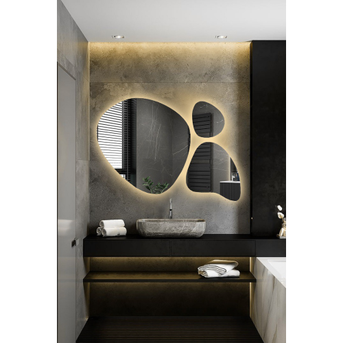 Set de trei oglinzi organice cu iluminare - FLORA LED