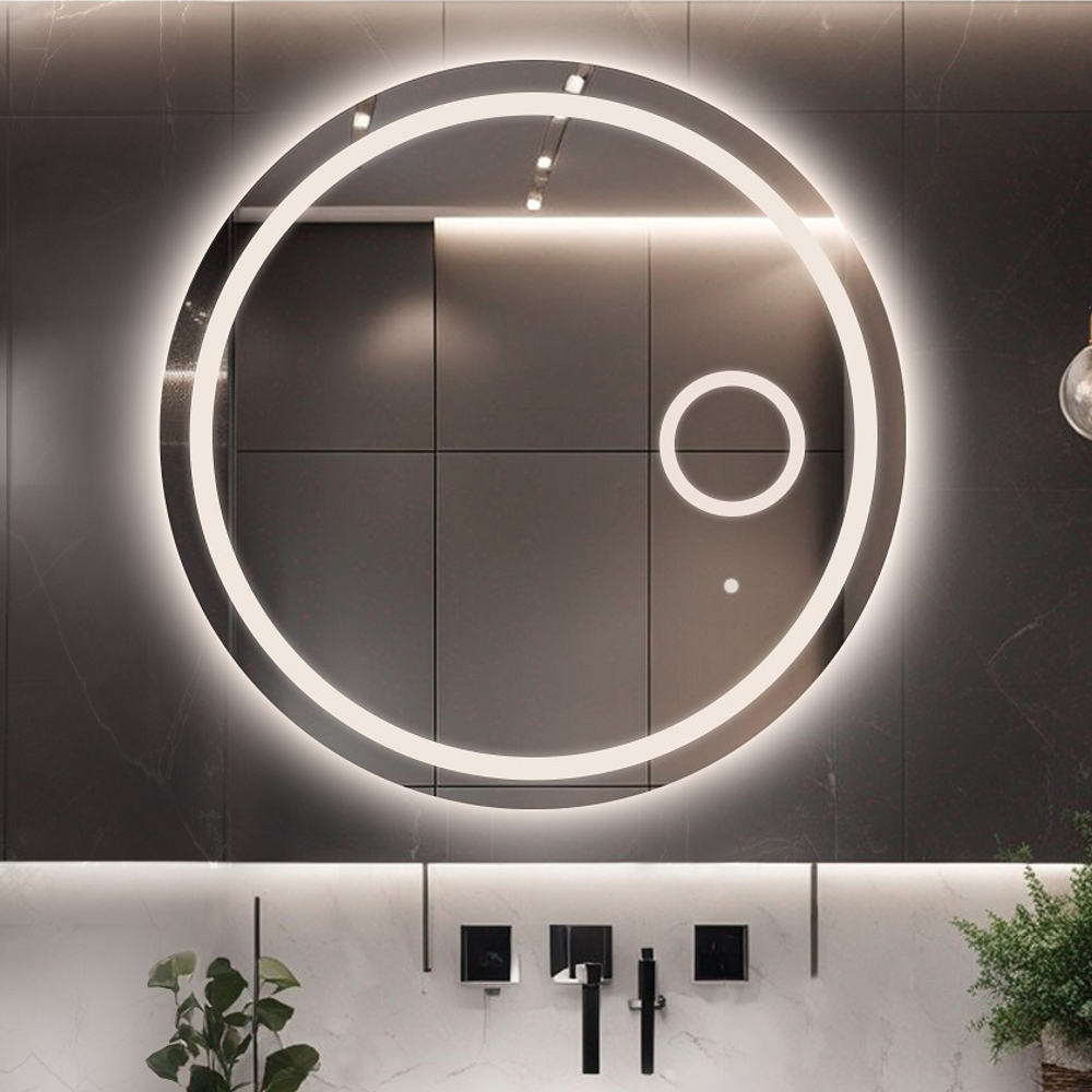 Oglindă rotundă de baie cu oglindă cu leduri cu zoom - MAIA LED PREMIUM