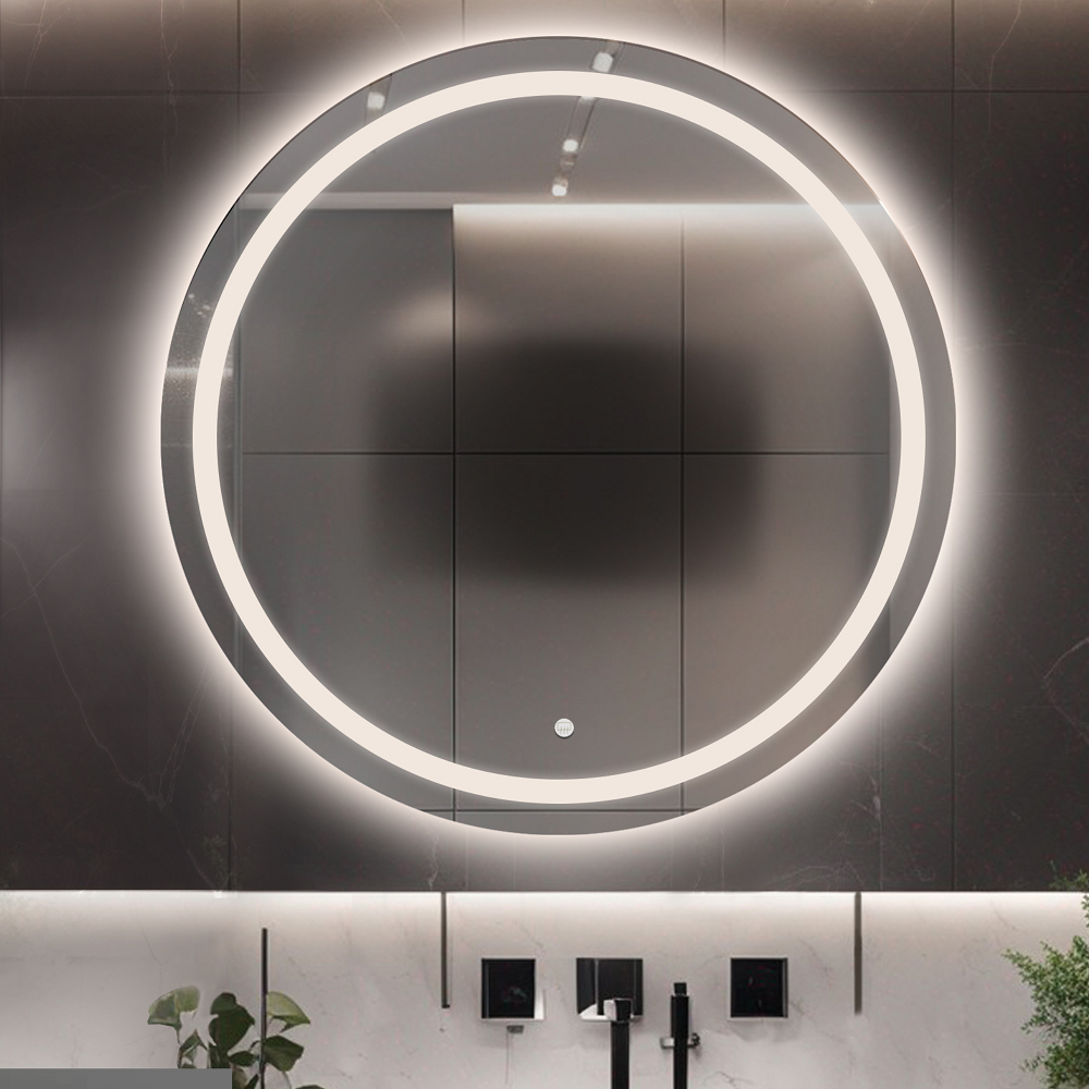 Oglindă rotundă de baie cu covoraș anti-aburire - MAIA LED PREMIUM