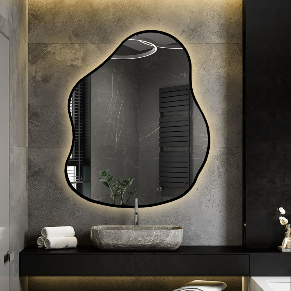 Oglindă în formă organică în ramă cu iluminare - STONE ÎN CADRU LED Oglindă în formă organică în ramă cu iluminare - STONE ÎN CADRU LED
