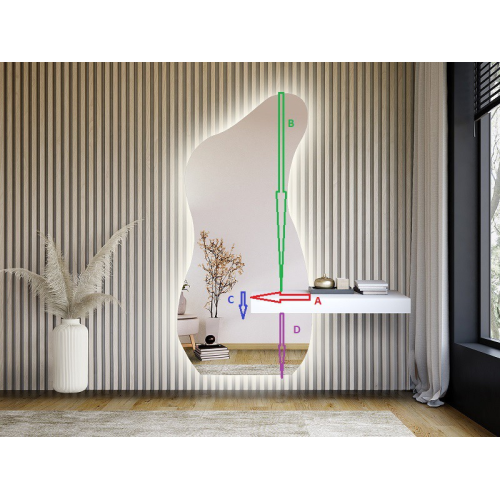 Oglindă de formă neregulată cu decupaj pentru dulap cu iluminare - ANGELIT LED