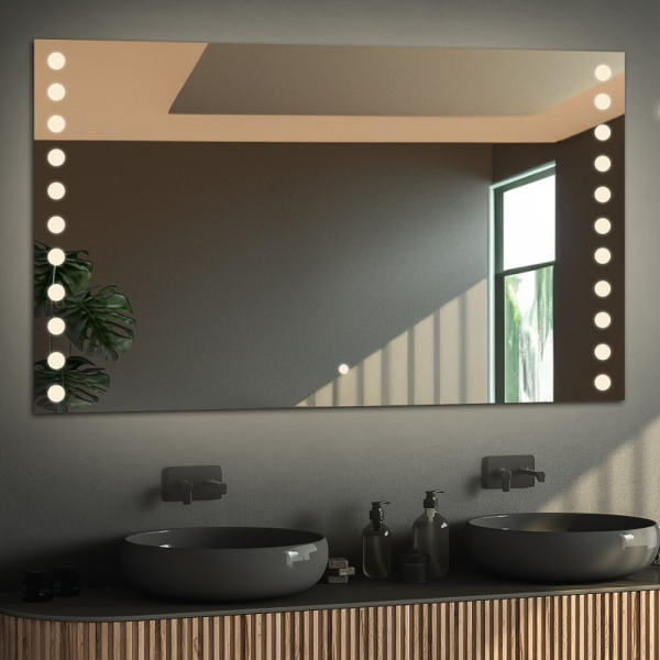 Oglindă de baie dreptunghiulară cu difuzor bluetooth și întrerupător - OLIWIA LED PREMIUM