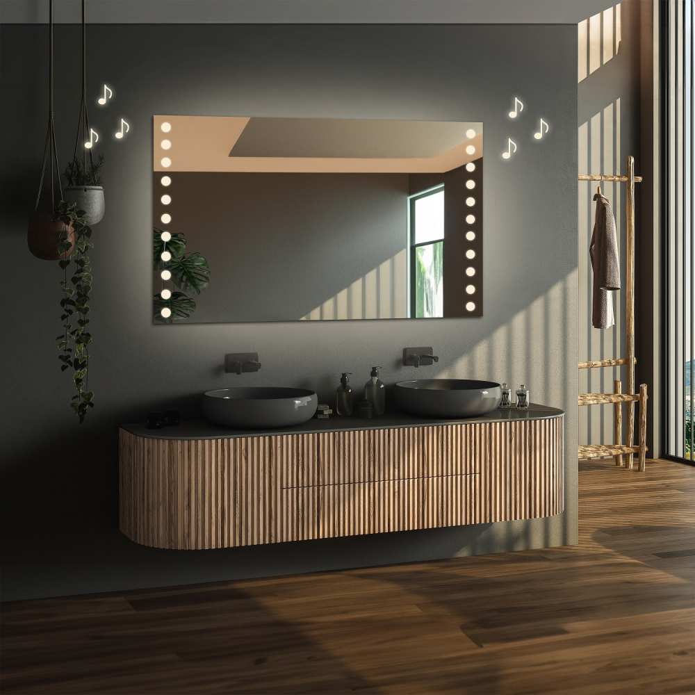 Oglindă de baie dreptunghiulară cu difuzor bluetooth - OLIWIA LED PREMIUM