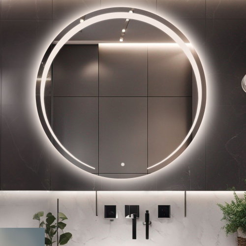 Oglindă circulară de baie cu întrerupător - NELA LED PREMIUM
