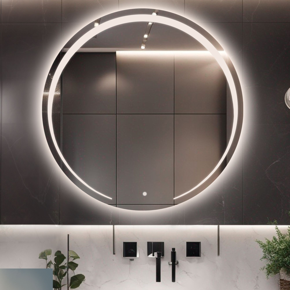 Oglindă circulară de baie cu întrerupător - NELA LED PREMIUM