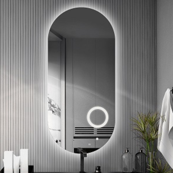Oglindă de baie ovală cu oglindă cu leduri cu zoom - NIKO LED PREMIUM