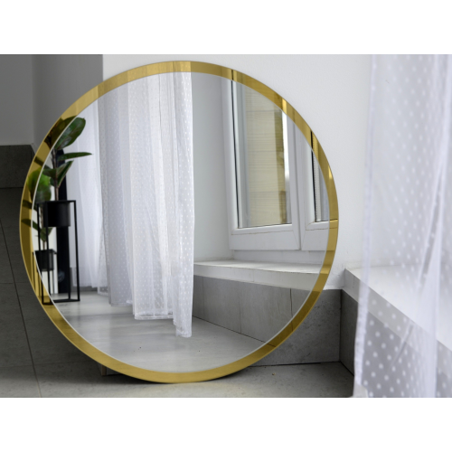 Oglindă rotundă în ramă aurie lucioasă cu iluminare - BELLA LED