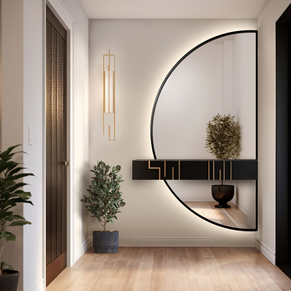 Oglindă semicirculară în două părți într-o ramă cu iluminare - DOPPIO ÎN CADRU LED Oglindă semicirculară în două părți într-o ramă cu iluminare - DOPPIO ÎN CADRU LED