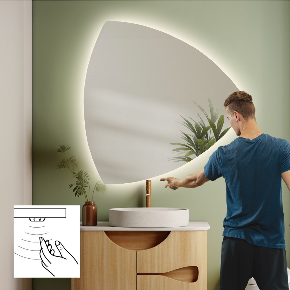 Oglindă de baie de formă neregulată cu întrerupător cu senzor - KARO LED PREMIUM Oglindă de baie de formă neregulată cu întrerupător cu senzor - KARO LED PREMIUM