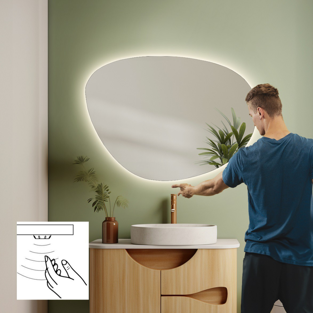 Oglindă de baie de formă neregulată cu întrerupător cu senzor - AGAT LED PREMIUM Oglindă de baie de formă neregulată cu întrerupător cu senzor - AGAT LED PREMIUM