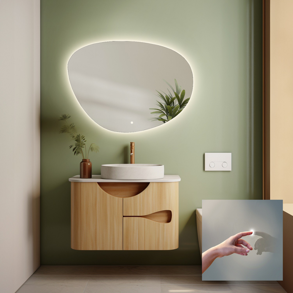 Oglindă de baie de formă neregulată cu întrerupător - AGAT LED PREMIUM Oglindă de baie de formă neregulată cu întrerupător - AGAT LED PREMIUM