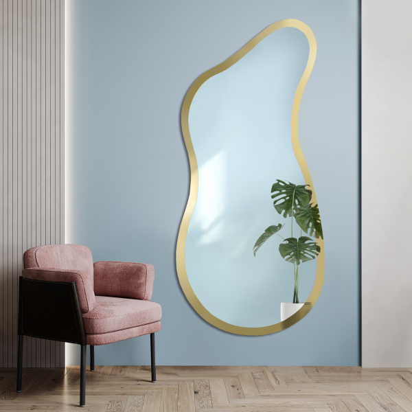 Oglindă neregulată cu ramă lucioasă aurie – ANGELIT II SHINE
