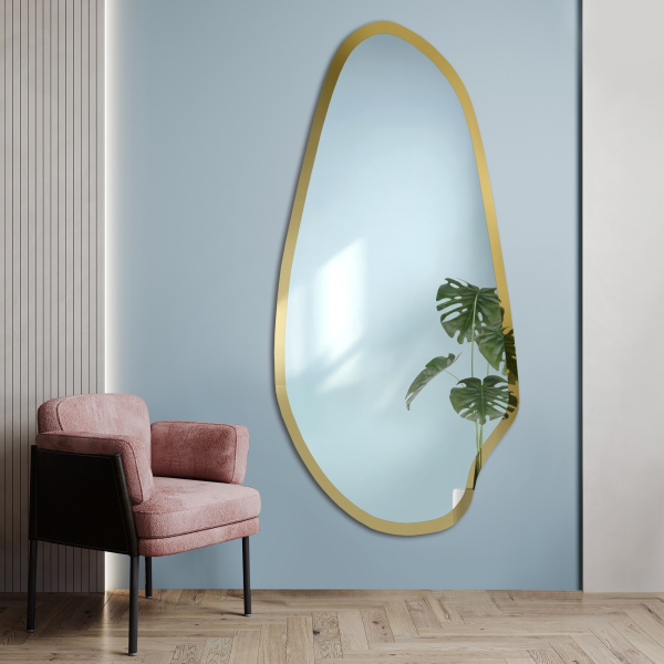 Oglindă neregulată în ramă aurie lucioasă - JASPIS SHINE