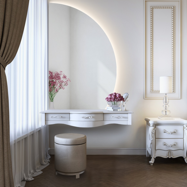 Oglindă de baie semicirculară cu marginea inferioară tăiată și iluminare LED – HELENA LED