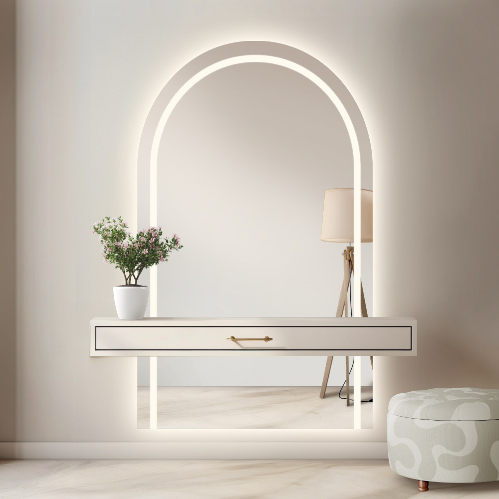 Oglindă semiovală cu iluminare - PLATO IN TWO LED PARTS Oglindă semiovală cu iluminare - PLATO IN TWO LED PARTS