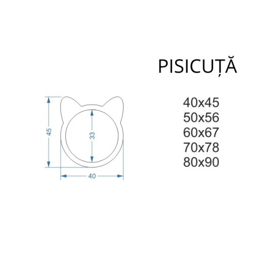 Oglindă decorativă de perete pentru copii în ramă MDF - PISICUȚĂ
