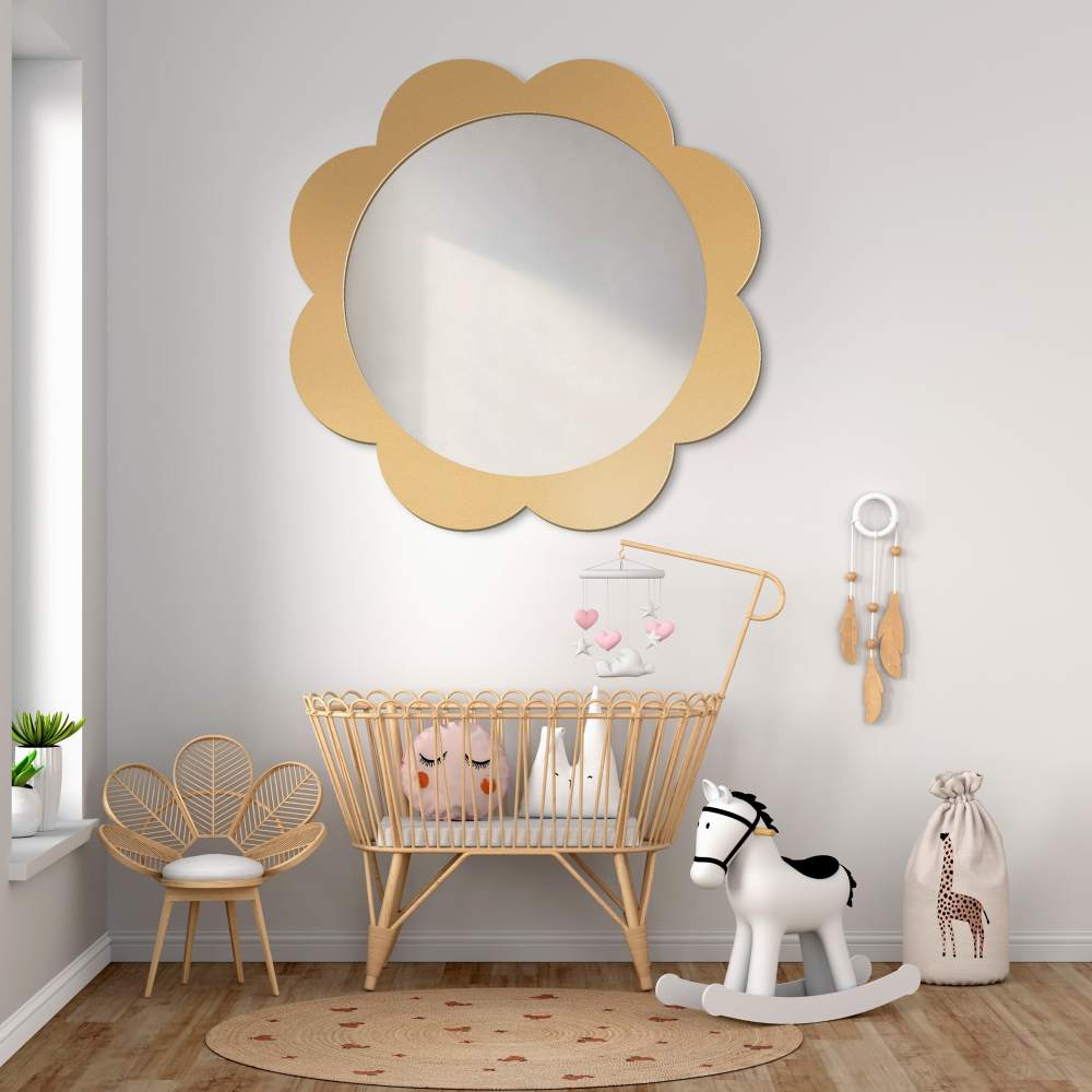 Oglindă decorativă de perete pentru copii în ramă MDF - FLOARE Oglindă decorativă de perete pentru copii în ramă MDF - FLOARE