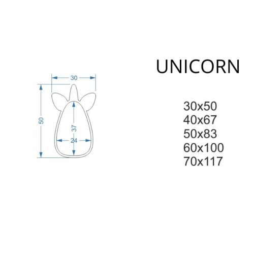 Oglindă decorativă de perete pentru copii în ramă MDF - UNICORN