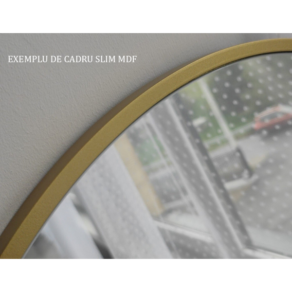Oglindă semicirculară în ramă neagră cu MDF SLIM iluminare - HILDA LED