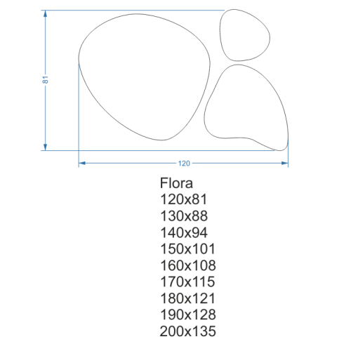 Set de trei oglinzi organice cu iluminare - FLORA LED