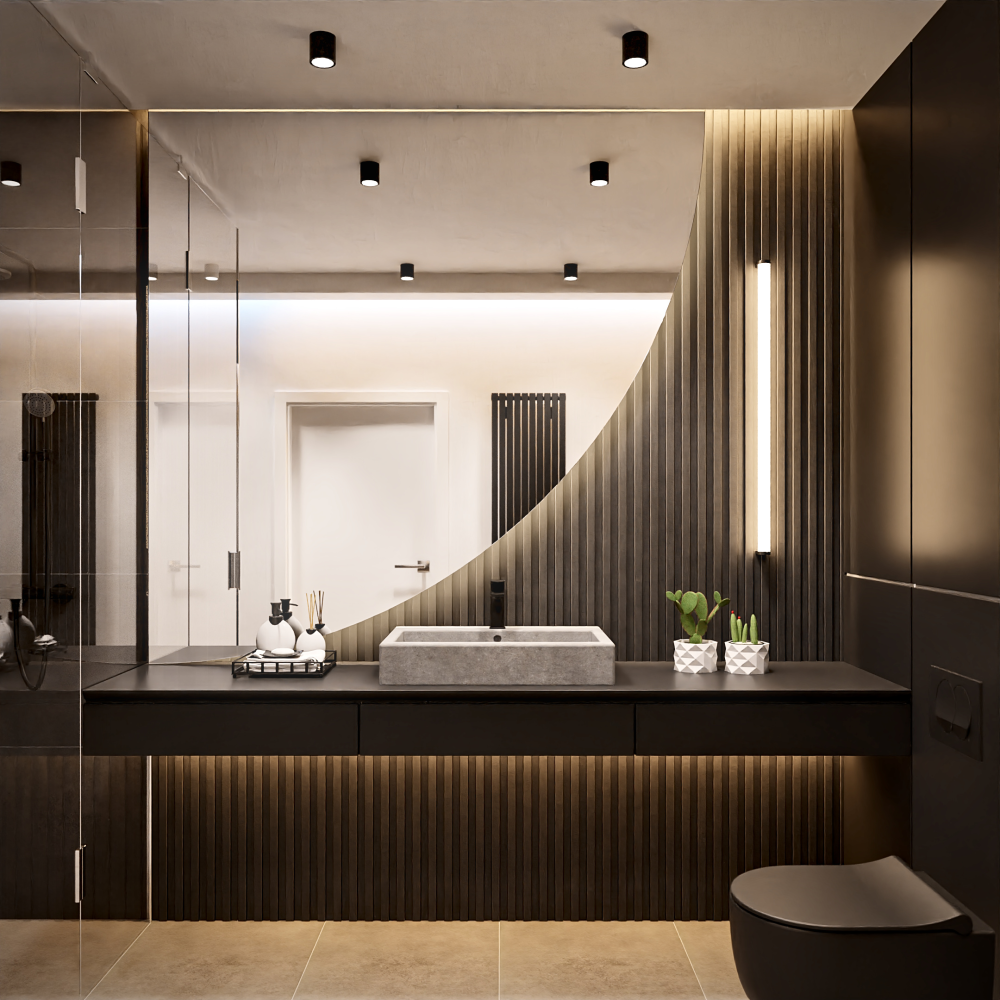 Oglindă de baie sfert de cerc cu iluminare - SFERT LED