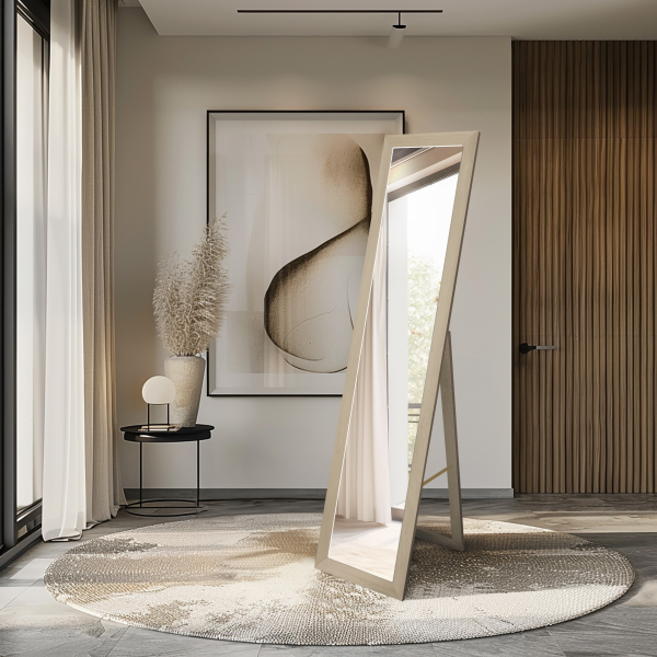 Oglindă de podea în ramă din lemn brut, în stil scandinav - 5005