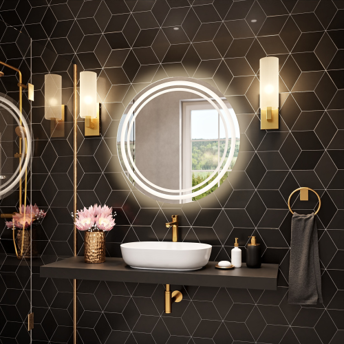Oglindă de baie rotundă cu iluminare MAIA DUO LED